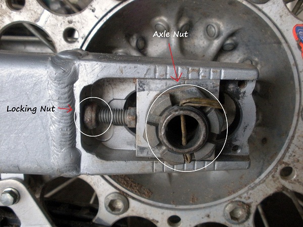 How a dirt bike chain adjuster block works