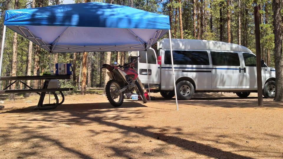 Dirt bike camping with a Chevy express motovan