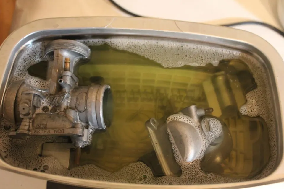 Cleaning my dirt bike carb in the ultrasonic cleaner.
