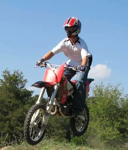 Riding a Honda CR80 2 stroke with only a helmet for riding gear