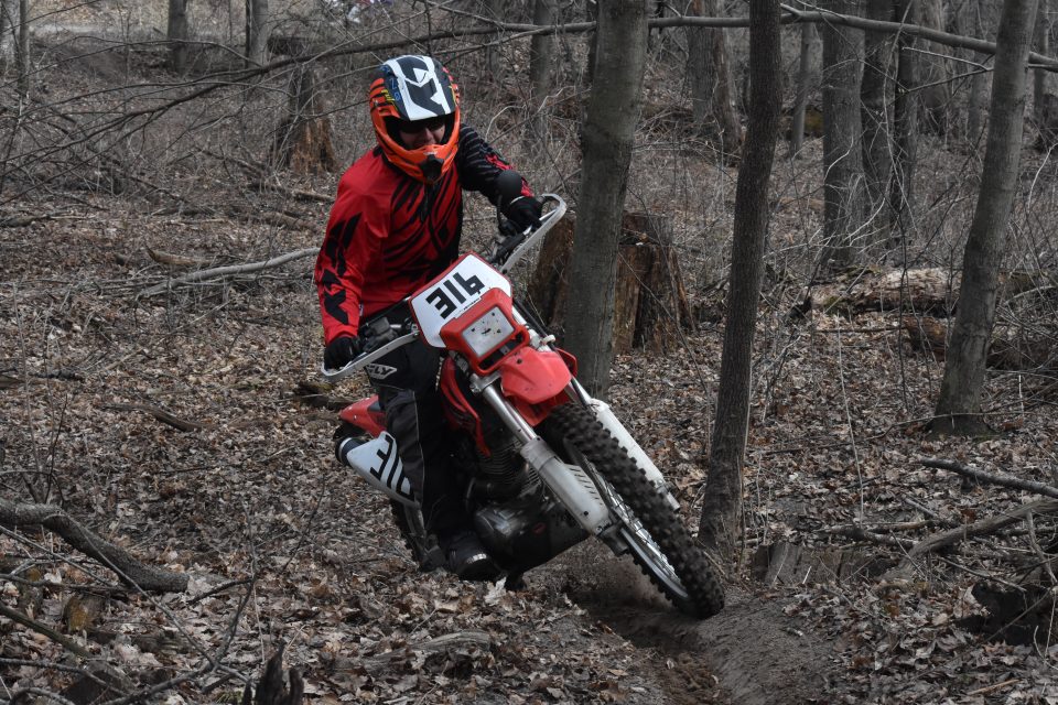 Standing up while riding single track trail