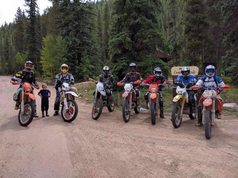 Different size dirt bikes for trail riding in the mountains