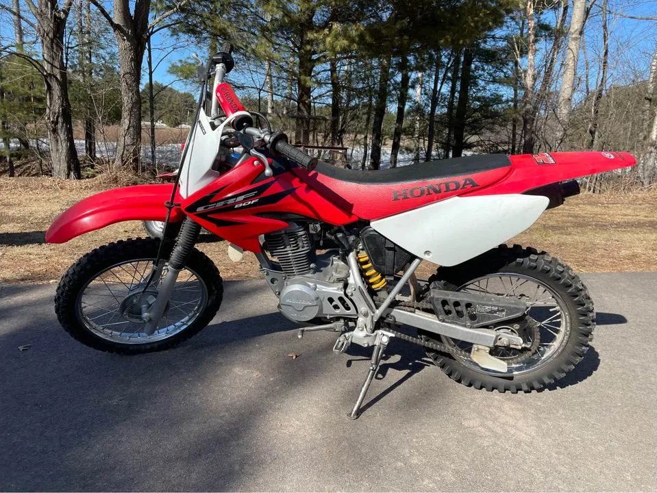 thumbnail image 2 of CRF80 2002-2013 Replica Wing Style Shroud Graphics Kit - Red Background FREE SHIPPING 2 of 4