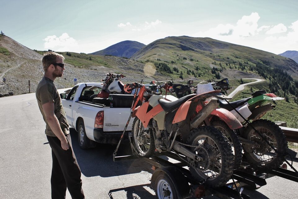 A 3 rail motorcycle trailer can easily transport 3 dirt bikes