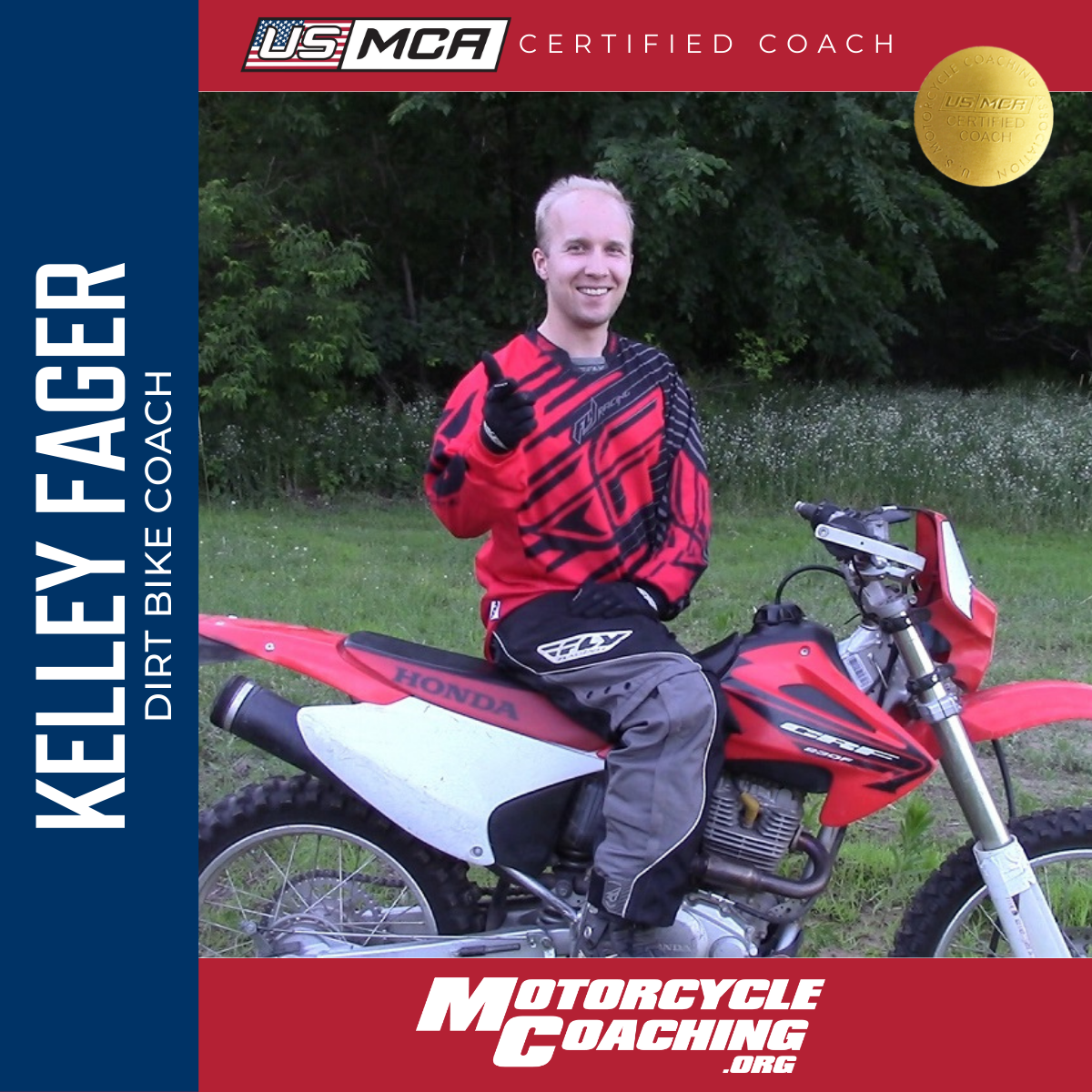 KELLEY FAGER USMCA certified coach Motocross Hideout