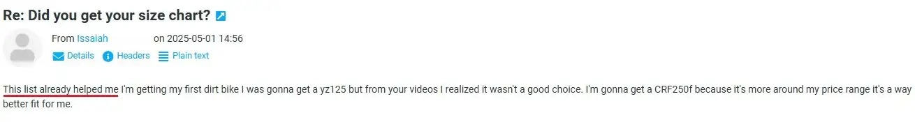 Issaiah Dirt Bike Size Chart Free Guide Email Quote 2 The Right Bike [Free Guide]