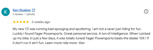 7 9 26 Google Review Fager Powersports Fager Powersports