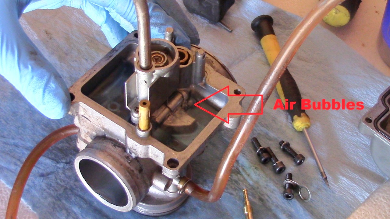 PWK Jet Block Gasket Air Leak Test Bubbles 1 KDX220 Running Rich or Bogging? What Fixed This One